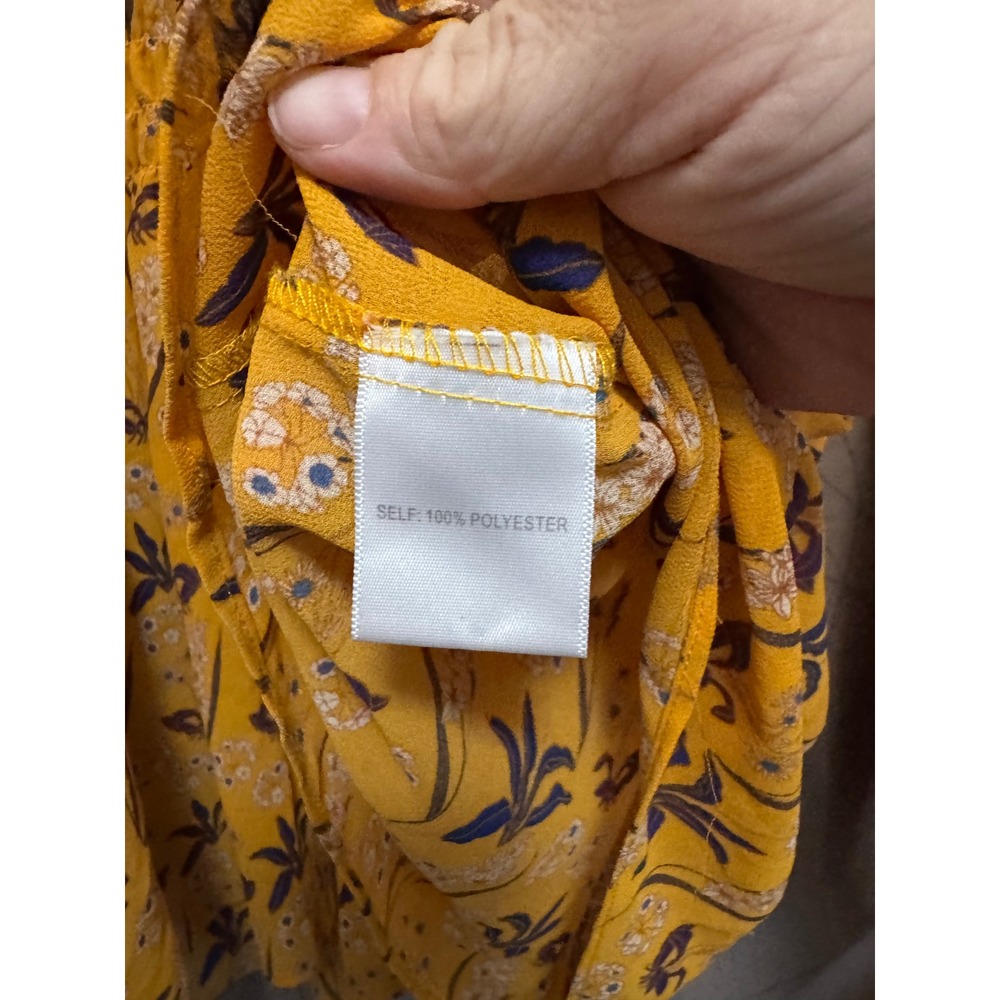 Rose‎ + Olive Smocked Floral Blouse Womens Size M Mustard Yellow Excellent Boho - Picture 8 of 8